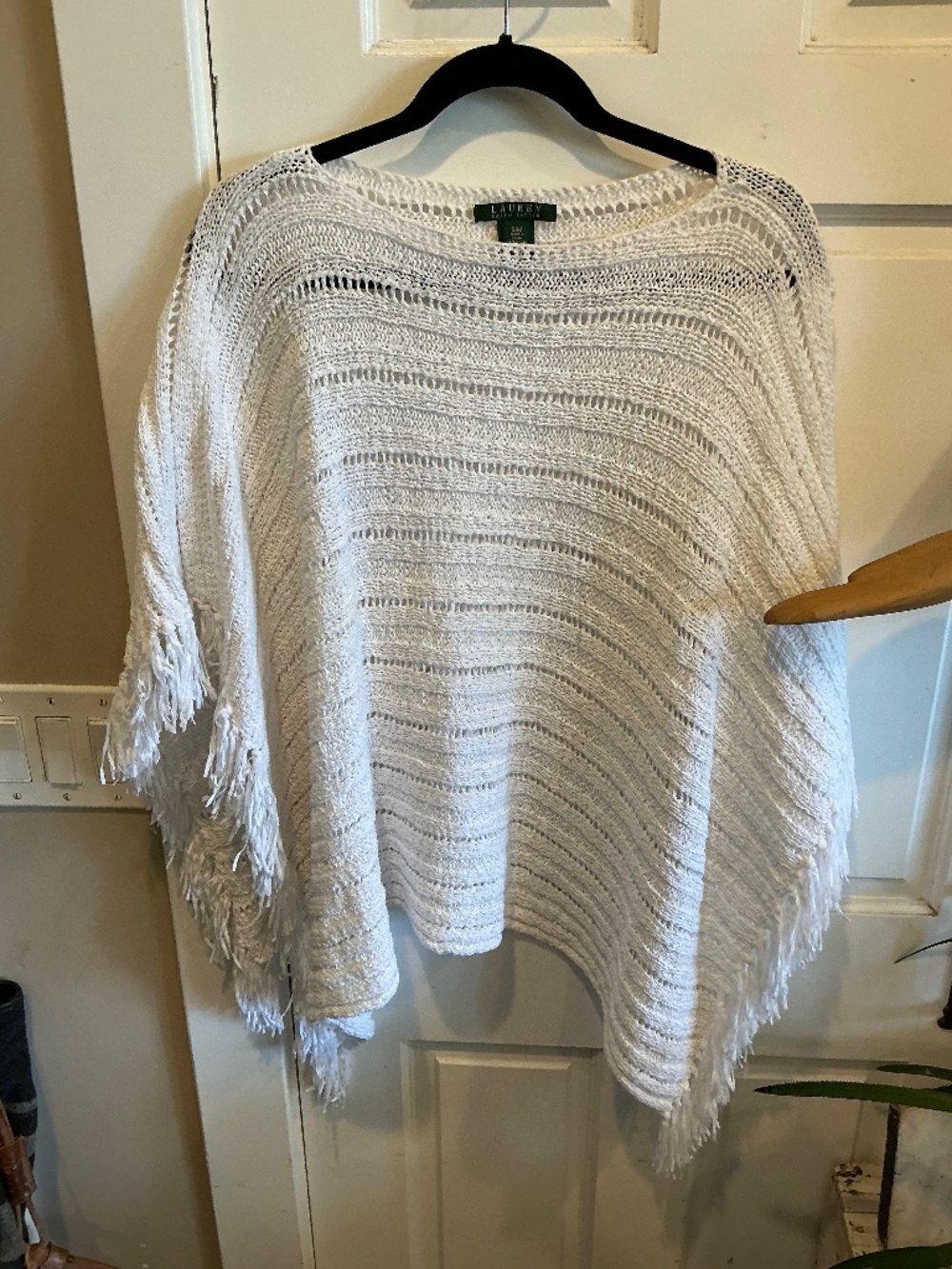 Lauren poncho with fringe!  Size small/ medium